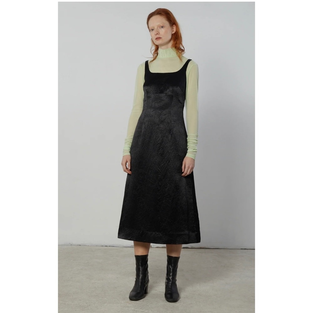 nomi Black Velvet Slip Midi Dress